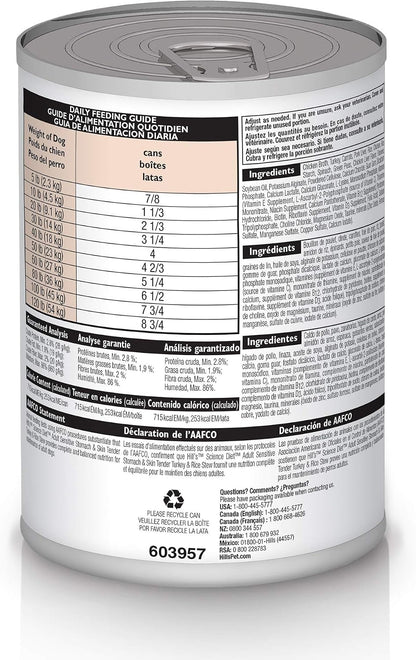 Hill'S Science Diet Sensitive Stomach & Skin Wet Dog Food | #1 Veterinarian Recommended, Adult Formula, Turkey & Rice, 12.5 Oz. Cans, 12-Pack3