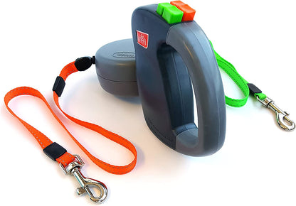WIGZI (2) Two Dog Reflective Retractable Pet Leash – 360 Degree Zero Tangle Patent - Two Dogs Each up to 50 Lbs and 10Ft. Reflective Orange and Green Leads. Dual Locking7