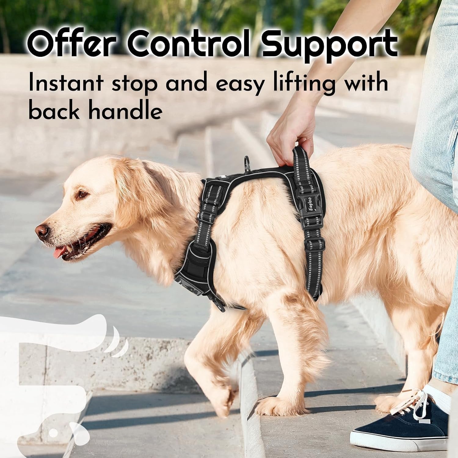 eagloo-dog-harness-no-pull-for-large-dogs-easy-on-off-with-3-buckles-no-choke-with-front-clip-adjustable-fit-molle-system-reflective-vest-easy-control-for-walking-black-large