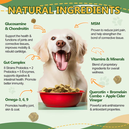 NATURE TARGET Multivitamin for Dogs, 120 Soft Chews, Chicken Flavor | with MSM & Glucosamine, Omegas 3 & 6, & Probiotics for Digestive Health, Joint Support, Skin & Coat, Immune & Overall Health4