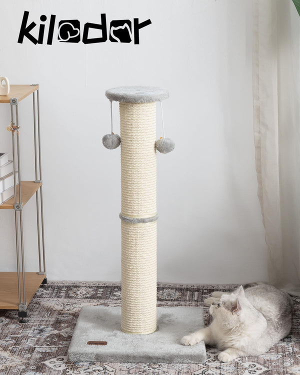 34" Cat Scratching Post with Replaceable Sisal Scratcher | Tall Cat Scratch Post for Indoor Cats Adults, Sturdy and Durable Large Scratching Post, Vertical Cat Post with Hanging Balls7