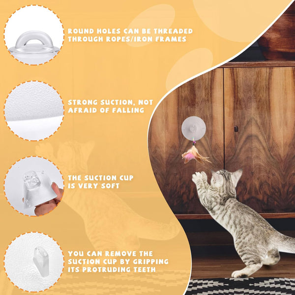 4 Pieces Cat Window Perch Suction Cup, Powerful Cat Window Bed Seat Replacement Suction Cup, Clear PVC Sucker Pads, 2 Styles4