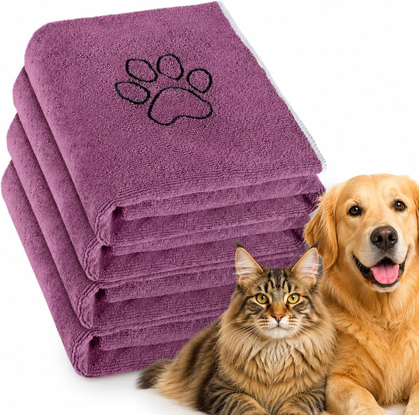 Chumia 4 Pack Dog Towels for Drying Large Microfiber Grooming Tools Absorbent Soft Bath Supplies with Embroidered Paw for Small Medium Pet Products(16 X 32 Inch,Black)15