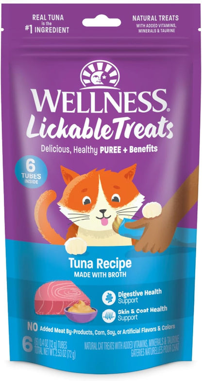 Wellness Lickable Soft Puree Cat Treats, All Lifestages, Kitten to Senior, Natural, Grain Free, Chicken Flavor, 0.4 Oz, Pack of 6 Tubes11