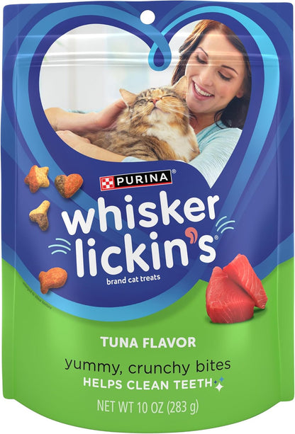 Purina Whisker Lickin'S Cat Treats, Crunchy and Yummy Tuna Flavor - (Pack of 4) 10 Oz. Pouches1