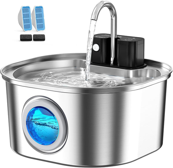 Voluas Stainless Steel Cat Water Fountain, Wireless, 108Oz/3.2L, 1 Filter | Cordless Design, Ultra-Quiet Pump, Easy to Clean, Bpa-Free9