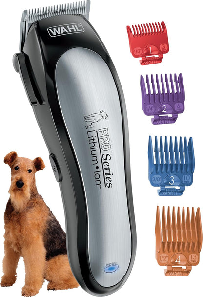 Wahl USA Lithium Ion Pro Series Cordless Animal Clippers – Rechargeable, Heavy-Duty, Electric Dog & Cat Grooming Kit for Small & Large Breeds with Thick to Heavy Coats – Model 9766 | Heavy Duty Electric Dog Grooming Clippers for at Home Haircutting of Small & Large Thick Hair Breed Dogs & Cats – Model 97663