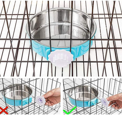 Stainless Steel Removable Pet Food Bowl, Anti-Overturn Water Feeder Container, Suitable for Small Dog/Cat/Rabbit, 2 Set of Crate Bowls, Easy to Install and Clean4