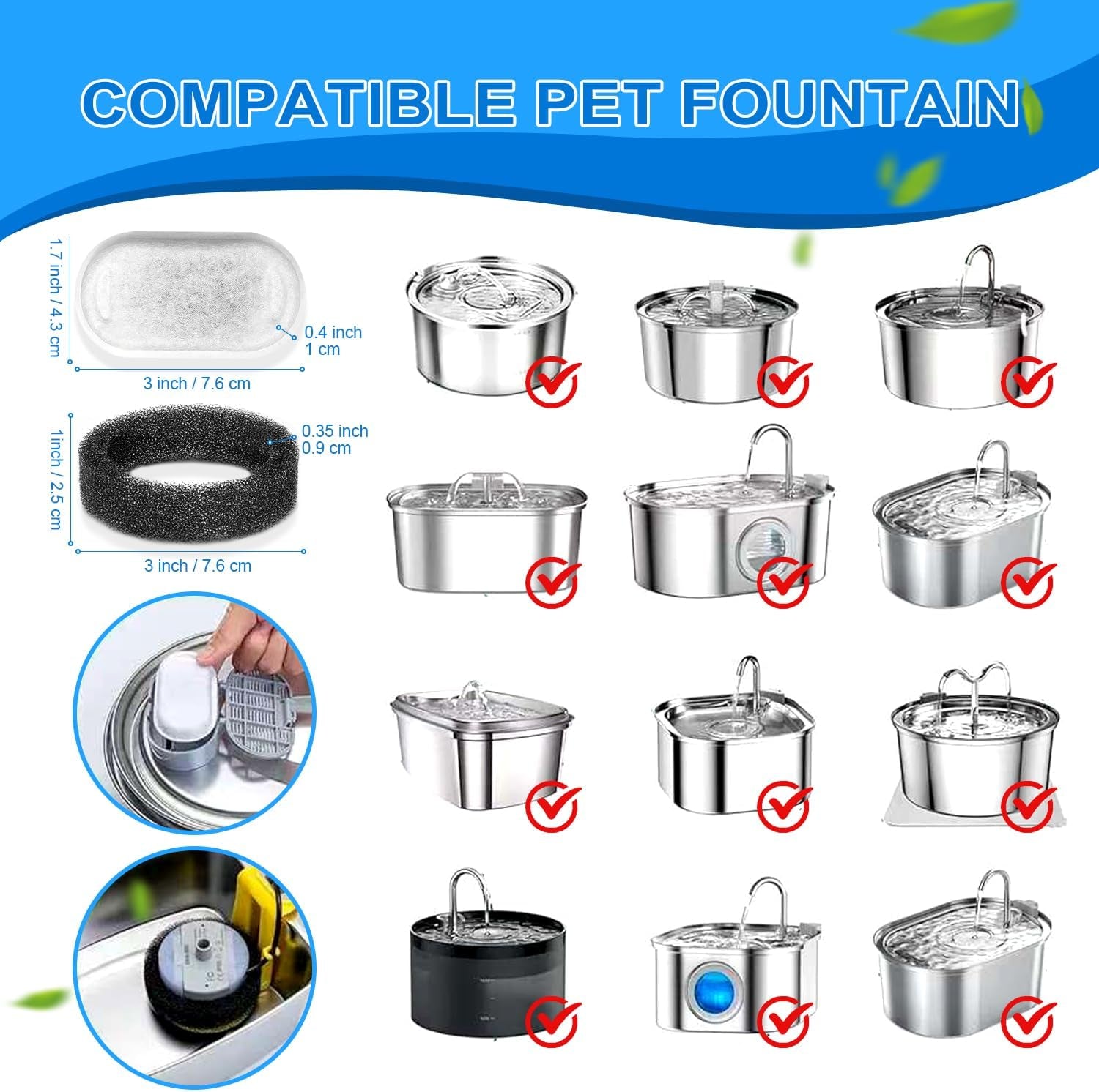 cat-water-fountain-filters-20pack-cat-fountain-replacement-filters-for-stainless-steel-108oz-3-2l-67oz-2l-adjustable-water-flow-pet-water-fountain-dog-water-fountain-filters-10-filters-10-sponges
