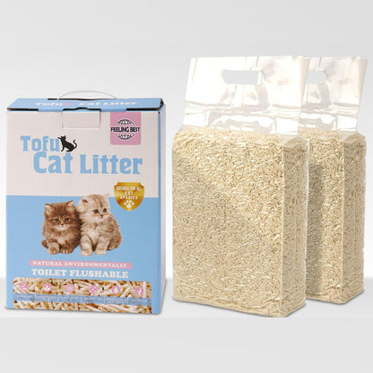 Tofu Cat Litter, Low Tracking, Fast Clumping, Flush-Able, Odor Control, 99% Dust-Free, Made from Corn Starch & Pea Dregs, Safe for Multiple Cats (11.2Lbs, 5.6Lbs*2Bags)1