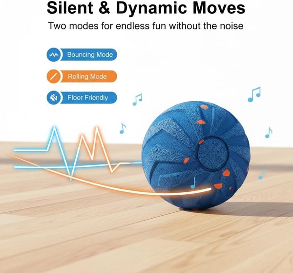 Interactive Pet Toy Ball - Bouncy, Flexible & Durable, Self-Rolling for Indoor Play, IPX7 Waterproof, Active Rolling Ball for Medium Dogs (Blue)10