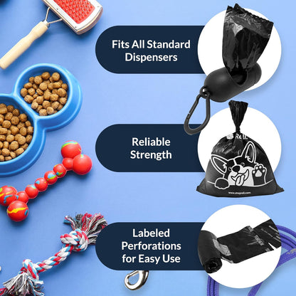 Reli. Dog Poop Bags W/Holder (360 Pack - 24 Rolls) | Leash Clip Dispenser | 9X13" Large Dog Bag for Poop | Unscented, Leak Proof | Black Pet Waste Carrier Refills W/Clip Dispenser4