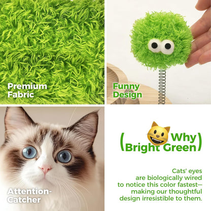 TINYBEAST Wooden Cat Scratching Post Fot Kittens, 4 in 1 Cat Scratcher Toy with Cat Ball Tracks, 18" Tall Sisal Scratch Post for Indoor Kittens, Interactive Feather Toy and 2 Sisal Hanging Balls5