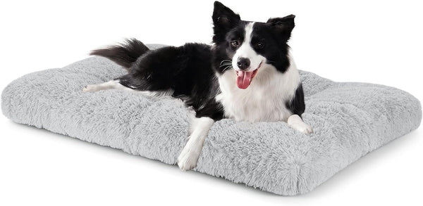 JOEJOY Large Dog Bed Crate Pad, Deluxe Plush Washable Dog Beds Fulffy Soft Kennel Pad Anti-Slip Pet Sleeping Mat for Extra Large Medium Small Dogs, 40" X 27", Beige26