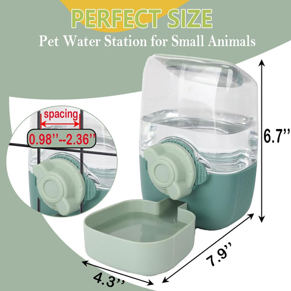 35Oz Hanging Automatic Rabbit Water Dispenser, Cage Water Bottle Auto Gravity Pet Water Station for Small Animals, Puppy Kitten Rabbit Chinchilla Hedgehog Ferret, 1L(Green)3