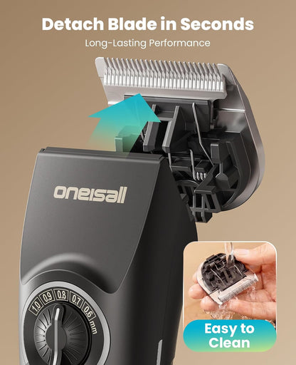 Oneisall Dog Clippers for Grooming Thick Heavy Coats | Low Noise,5 Blade Lengths,Detachable Blade,Fits Wahl'S 3379,3332-3339 Metal Guards,Long Battery Life,High-Speed,4 Guide Combs7