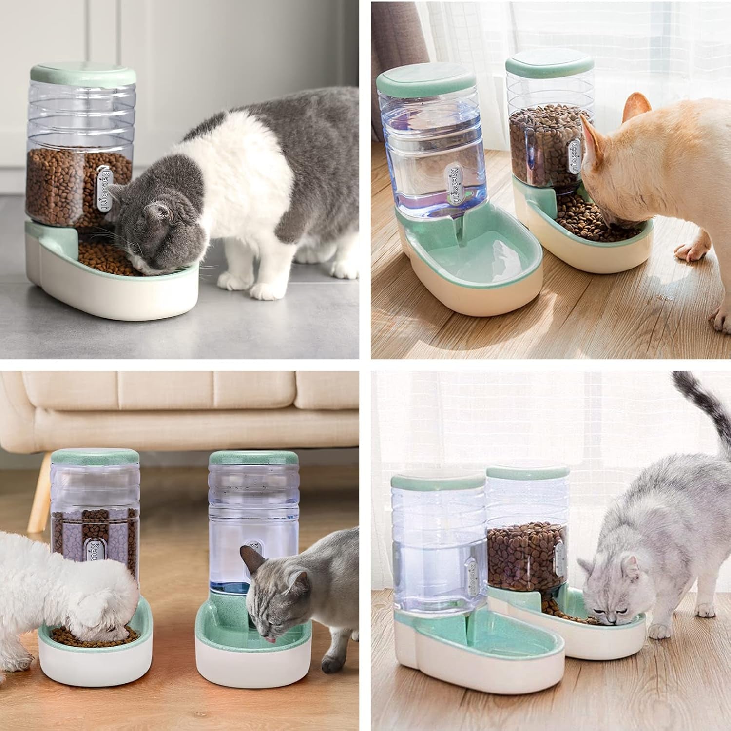 kacoomi-automatic-dog-cat-feeder-and-water-dispenser-gravity-food-feeder-and-waterer-set-with-pet-food-bowl-for-small-medium-dog-puppy-kitten-large-capacity-1-gallon-x-2