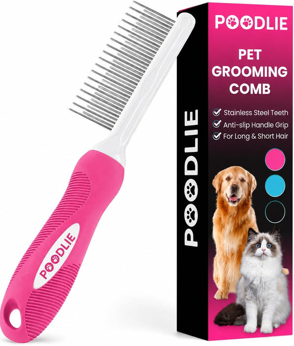 Poodle Dematting Fur Rake Comb Brush for Dogs and Cats - Long 2.5" Steel Safety Blades Metal Comb for Detangling Matted or Knotted Undercoat Hair20