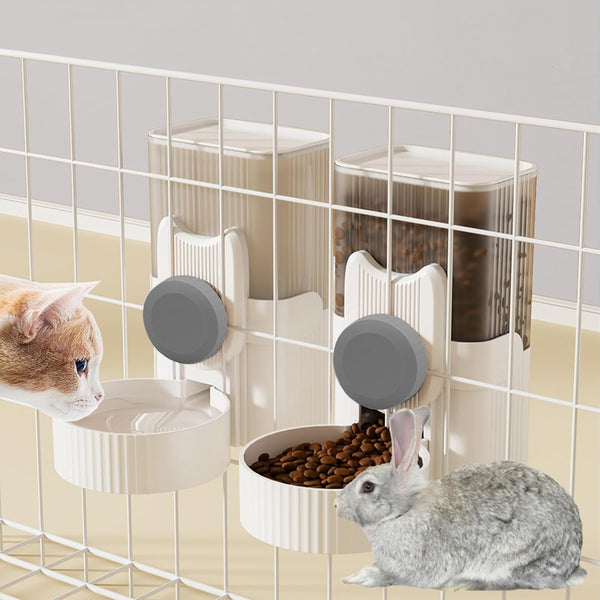 Kathson Rabbit Gravity Auto Feeder Set 35Oz Hanging Automatic Food Water Dispenser Cage Automatic Feeder Set for Rabbit Chinchilla Guinea Pig Hedgehog Ferret Kitty Puppy (Blue)10