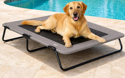 Pet Gear Lifestyle Pet Cot Elevated Bed, 30 Inch, Caribbean Ocean | No Assembly Required, Premium Tear Resistant Cooling Mesh, Indoor & Outdoor, Lightweight & Portable7