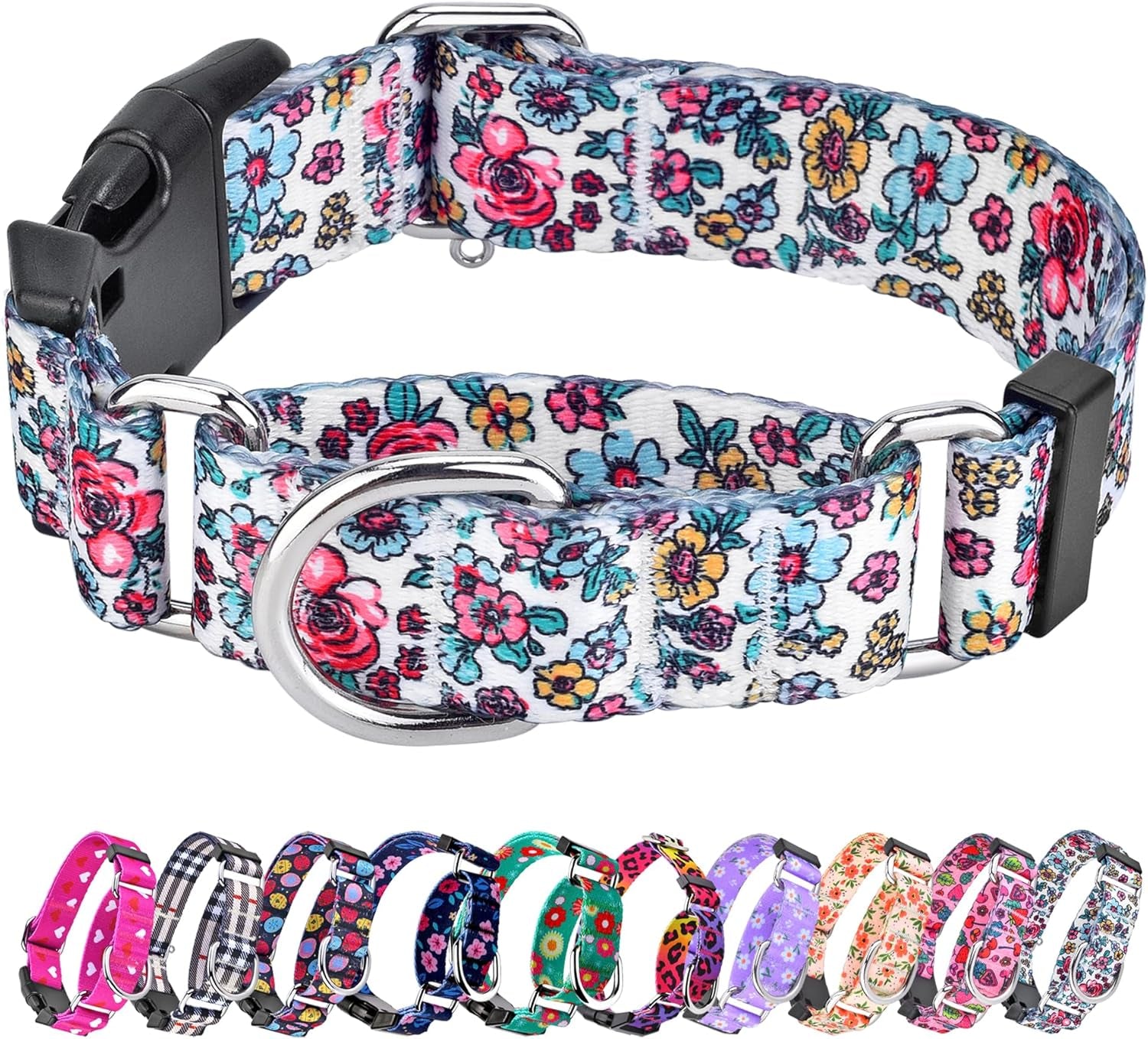 hikiko-martingale-collar-for-dogs-adjustable-soft-nylon-dog-collars-with-cute-patterns-for-small-medium-large-dog-pink-butterfly-medium