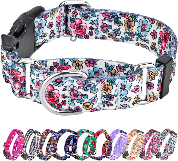 Hikiko Martingale Collar for Dogs Adjustable Soft Nylon Dog Collars with Cute Patterns for Small Medium Large Dog（Pink Butterfly,Medium）20