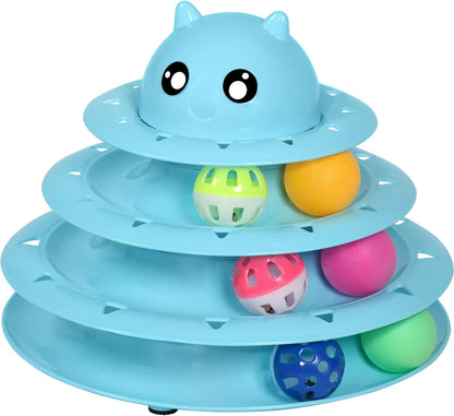 UPSKY Cat Toy Roller 3-Level Turntable Cat Toys Balls with Six Colorful Balls Interactive Kitten Fun Mental Physical Exercise Puzzle Kitten Toys1