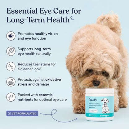 Pawfy Eye Support Soft Chews | Prevent Tear Stains | Support Eyesight | Overall Eye Health | with Luthein, Krill Oil & Astaxanthin2