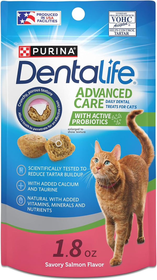 Purina Dentalife Made in USA Facilities Cat Dental Treats, Savory Salmon Flavor - 19 Oz. Bag12