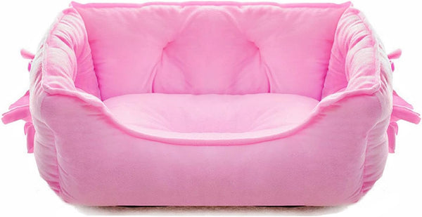 Cute Princess Dog Bed Pink Puppy Bed for Small Dogs Breathable Cat Couch Bowknot Pet Cushion Comfortable Kitten Nest Girl Doggy Sofa, Waterproof Bottom (Pink)9