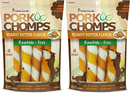 Pork Chomps Roasted Pork Skin Dog Chews, 6 Inch Twists, 15 Count - Long-Lasting Treats for Dogs - High Protein, Rawhide-Free, Low Fat, Healthy & Delicious Chews13