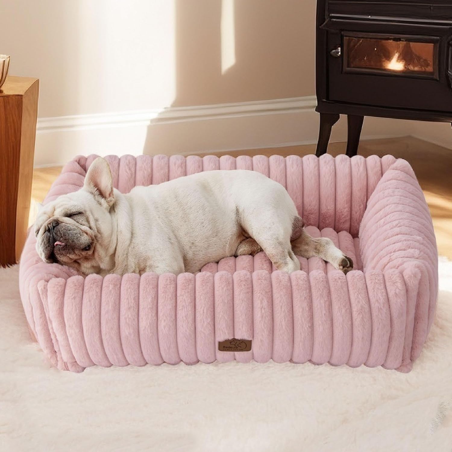bedsure-comfyfleece™-cute-dog-bed-for-small-medium-dogs-washable-25in-cream-furry-puppy-beds-square-rectangle-orthopedic-corduroy-aesthetic-pet-beds-removable-zipper-cover-non-slip-bottom-up-to-15-lbs