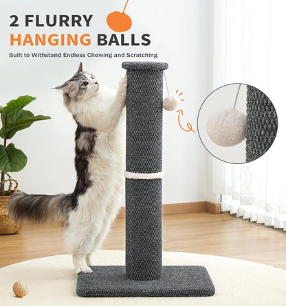 Made4Pets Tall Cat Scratching Post, 33" Modern Cat Scratcher with Hanging Balls, Heavy Duty and Thicker Scratching Post for Indoor Cats Adults, Sturdy Base Cat Scratch Post, Dark Grey7
