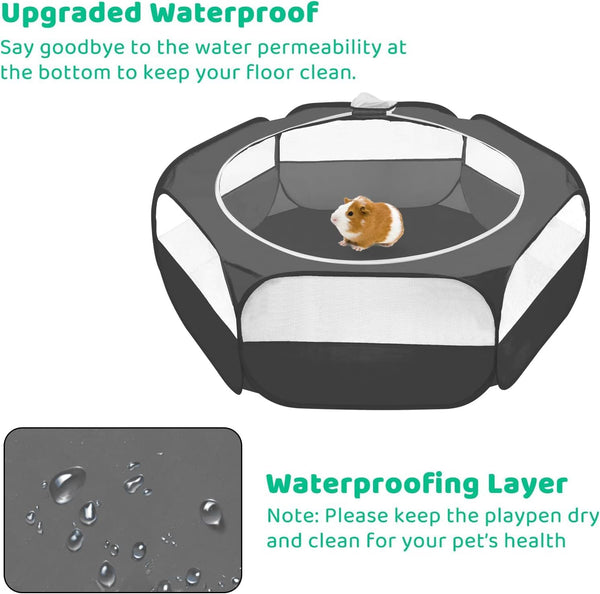 Amakunft Small Animal Pop-Up Playpen with Mesh Cover, 47'' X 23.6'' X 15'' Chicken Brooder Box, Play Pen Indoor Outdoor for Guinea Pigs, Bunny, Rabbits, Ferrets, Chinchillas, Kittens | Indoor/Outdoor, Water-Resistant, Chicken Brooder, Travel Playpen for Rabbits, Ferrets, Hamsters and Kittens6