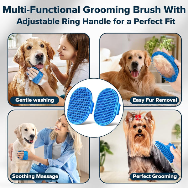 6PCS Grooming & Bath Supplies for Dogs, Cats | Dog Washing Gloves | Dog Bath Brush | Dog Shower Brush | Pet Grooming Gloves | Dog Grooming Kit | Pet Supplies for Showerhead & Sprayer (Navy Blue)5