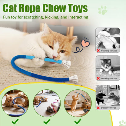 Retro Shaw Cat Toys Chew Ropes with Natural Catnip, 23.6 Inches, 3 Pack | Safe Teeth Cleaning String, for Indoor Cats, Soft Sisal Material, Interactive Fun Cats Nip Kicker2