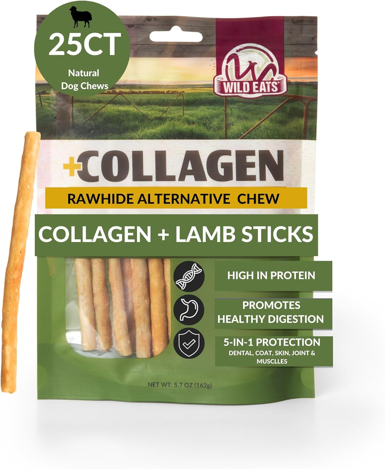 wild-eats-real-duck-collagen-bully-sticks-for-dogs-25-pack-rawhide-free-no-hide-chew-treat-made-without-grain-5-inch-size-high-protein-satisfies-natural-gnawing-urges-suits-all-breeds