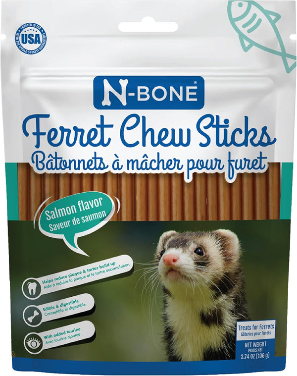 N-Bone Ferret Chew Sticks, Salmon Flavor, Natural Ferret Treats & Chew Treats, Tasty Snacks for Ferrets, 1.87 Oz8