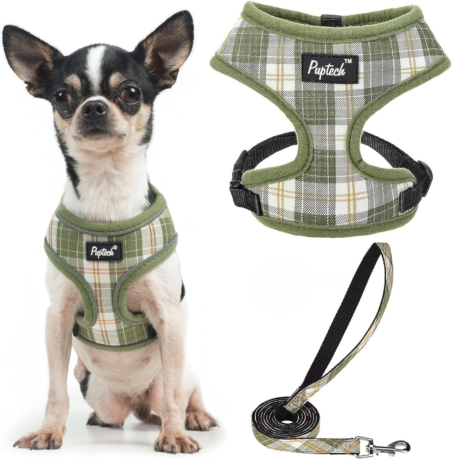 pupteck-soft-mesh-dog-harness-small-sized-and-leash-set-pet-puppy-cat-comfort-padded-vest-no-pull-harnesses-beige-s