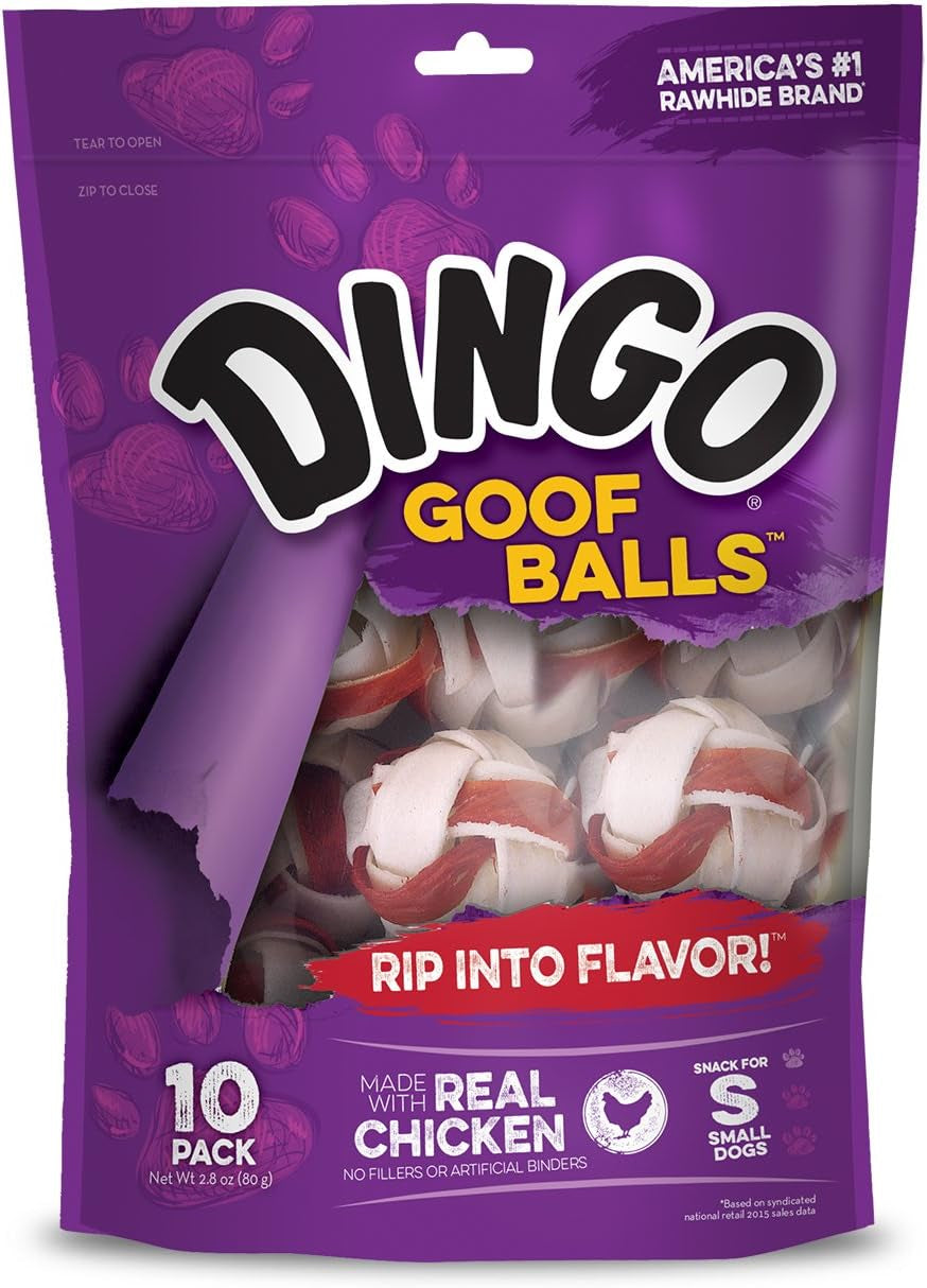 dingo-goof-balls-rawhide-treats-for-small-dogs-with-real-chicken-15-ct-long-lasting-rawhide-chew-wrapped-with-real-chicken-natural-chewing-action-promotes-clean-teeth-for-adult-dogs