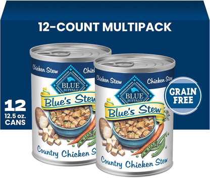 Blue Buffalo Blue’S Stew Variety Pack Hearty Beef & Country Chicken Stew Natural Grain Free Wet Dog Food with Real Meat in Thick Savory Gravy, Natural Ingredients, 12.5-Oz Cans (6 Count)13