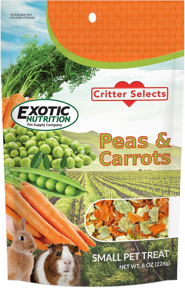 Exotic Nutrition Peas & Carrots 8 Oz. - Healthy Natural Mixed Dried Vegetable Treat - for Rabbits, Guinea Pigs, Hamsters, Chinchillas and Small Pets1