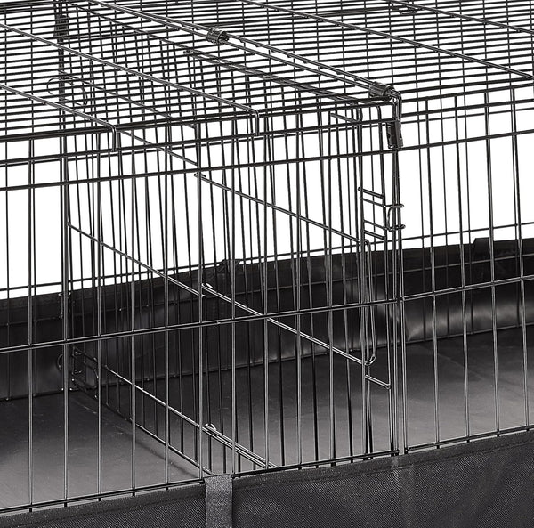 Amazon Basics Leakproof Canvas Bottom Guinea Pig Cage, Easy to Clean Small Animal Habitat with Divider Set, Indoor/Outdoor, Portable, No Tools Needed, 47.6"L X 24.2"W X 14"H, Black7