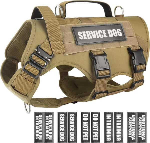 WINSEE Service Dog Vest Harness for Large Dog, Tactical Working MOLLE Vest with 10 Pet Patches, No Pull Heavy Duty Harness for Training Walking13
