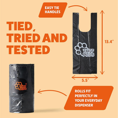 Tuff Pets Dog Poop Bags Rolls with Handles, Extra Thick Poop Bags for Dogs | 16 Rolls of Heavy Duty Doggie Poop Bags, Fits Any Standard Dispenser6