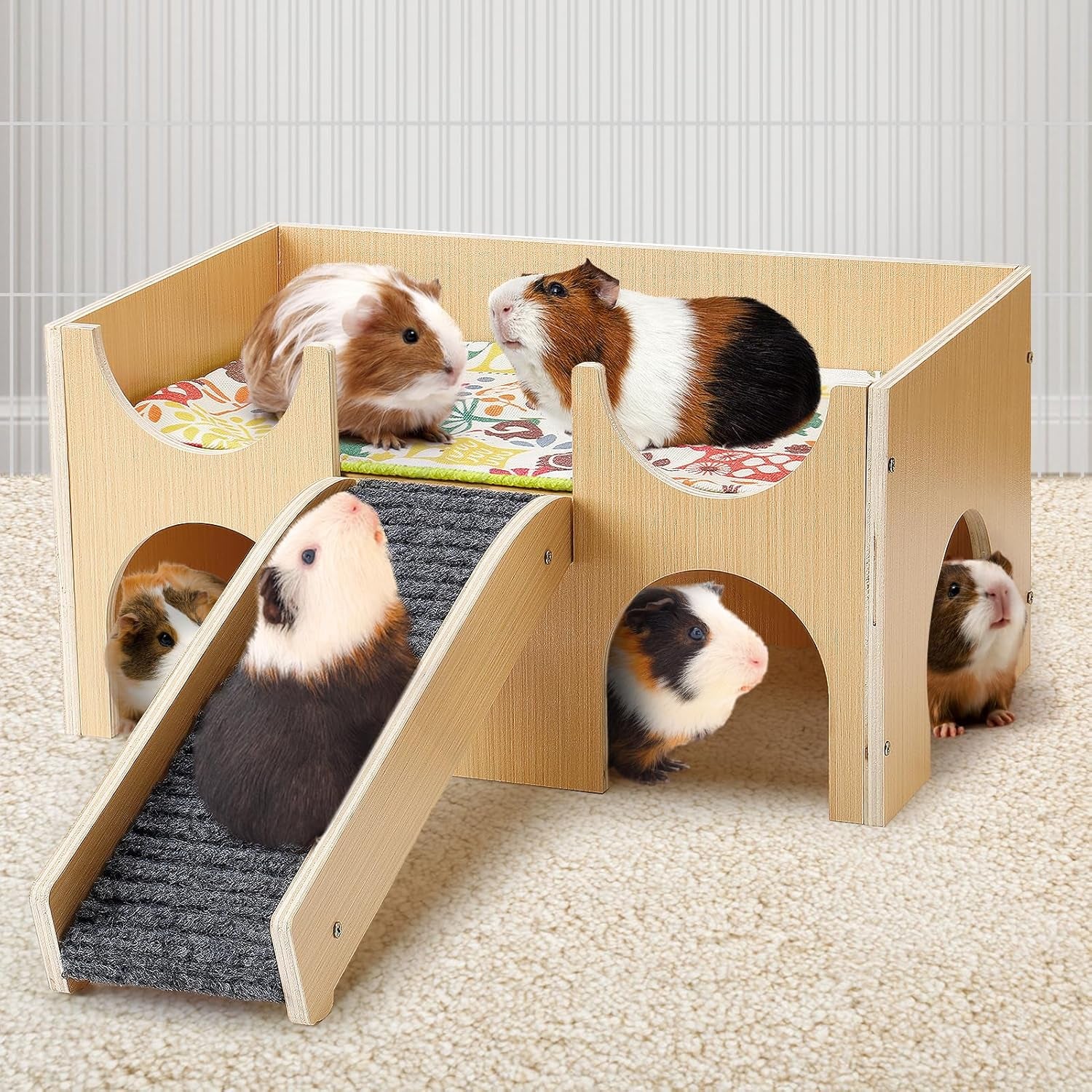 mewtogo-upgraded-sturdy-wooden-guinea-pig-castle-with-stairs-mat-easy-to-assemble-sturdy-playing-hiding-house-for-hamsters-bunny-chinchillas-small-animals