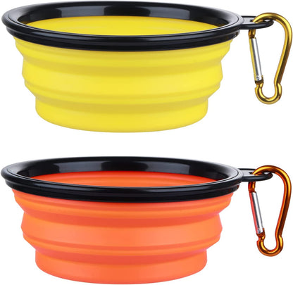 Dog Bowl Pet Collapsible Bowls, 2 Pack for Cats Dogs, Portable Pet Feeding Watering Dish for Walking Parking Traveling with 2 Carabiners (Small, Blue+Green)11