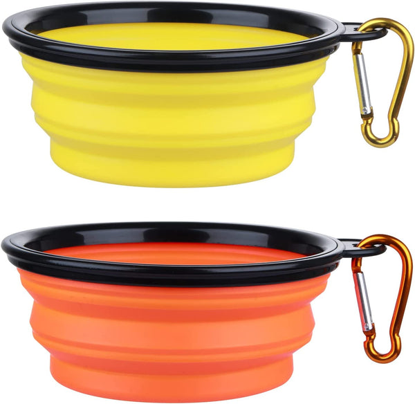Dog Bowl Pet Collapsible Bowls, 2 Pack for Cats Dogs, Portable Pet Feeding Watering Dish for Walking Parking Traveling with 2 Carabiners (Small, Blue+Green)11