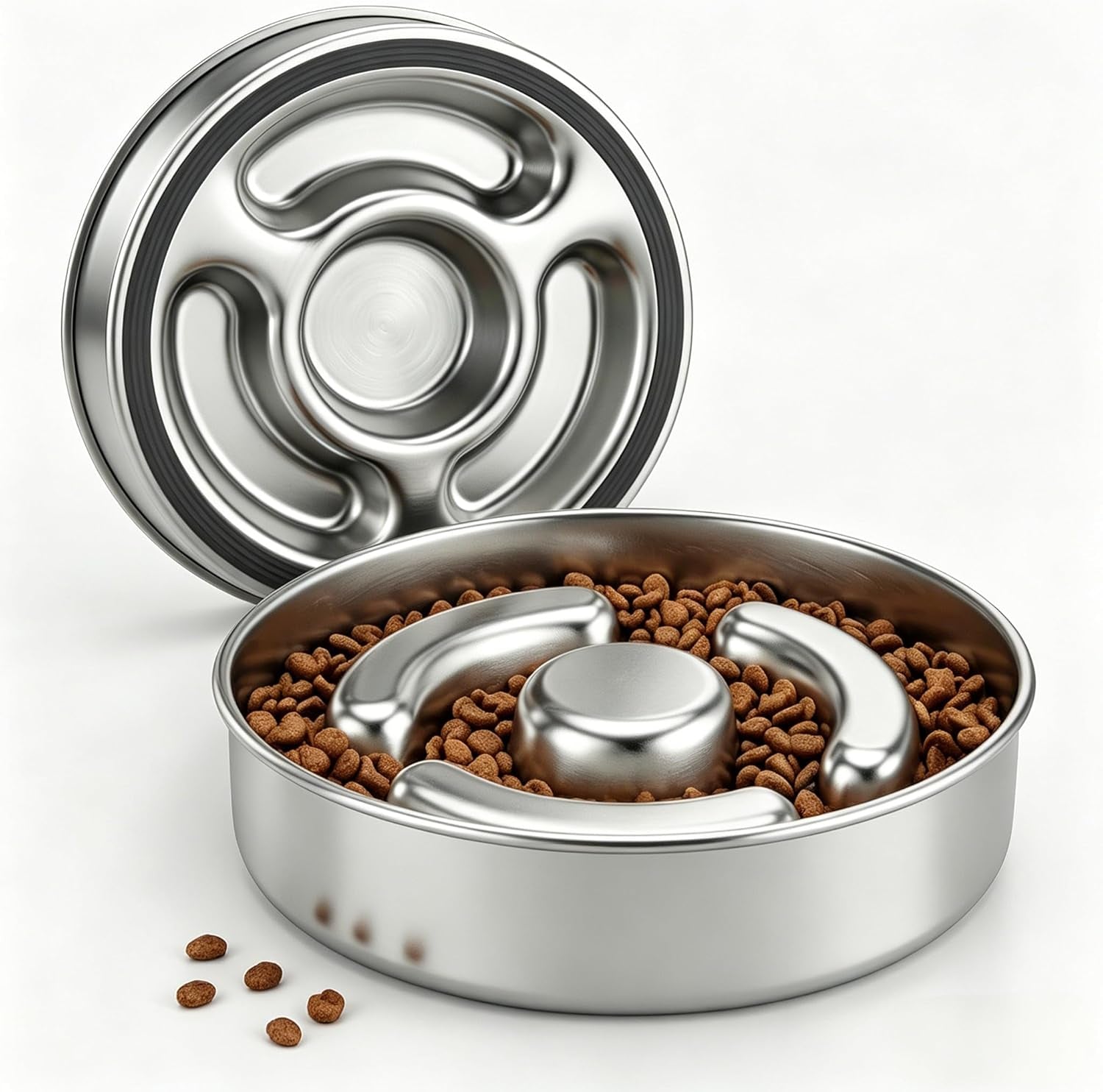 aiperro-stainless-steel-non-slip-slow-feeder-dog-bowl-4-cups-metal-dog-food-bowls-for-medium-and-large-dogs-fun-bloat-stop-pet-bowl-dogs-water-bowl-for-fast-eaters-slows-down-pets-eating