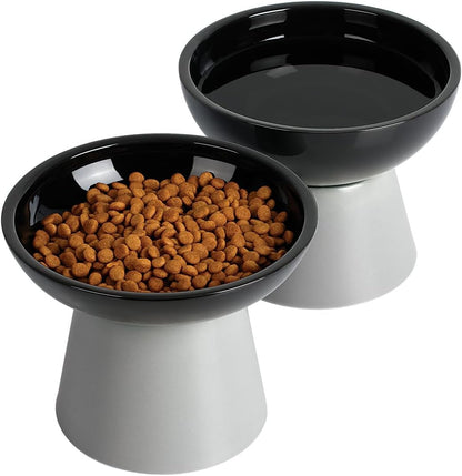 Loejan Elevated Cat Food and Water Bowls Set, Extra Wide and Raised Ceramic Bowls, Anti-Vomit Whisker-Free Pressure Cat Feeder for Kittens to Adult Cats and Small Dogs (White, Water Bowl)13